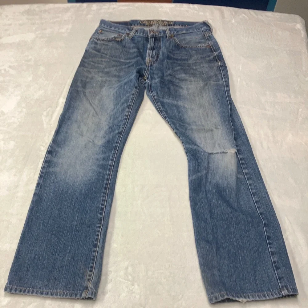American Eagle Original Bootcut Jeans Men's 32x30 Blue Distressed Denim Y2K